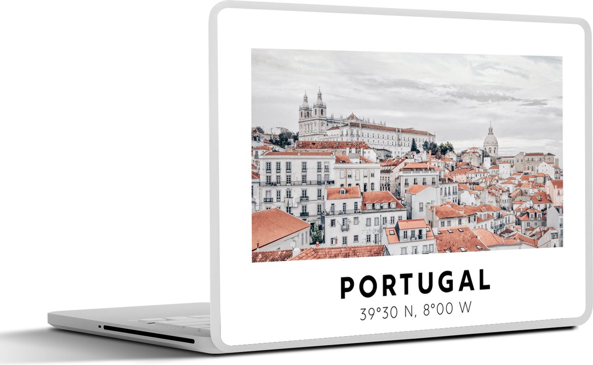 Laptop sticker - 12.3 inch - Portugal - Europa - Rood - Skyline - 30x22cm - Laptopstickers - Laptop skin - Cover