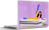 Laptop sticker - 15.6 inch - Vrouw - Vintage - Pastel - 36x27,5cm - Laptopstickers - Laptop skin - Cover