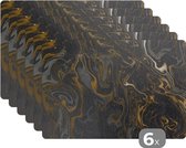 Placemats goud - Marmer - Luxe - Wit - Hittebestendig - Marmer print - Anti-Slip - Afneembaar - 45x30 cm - 6 stuks