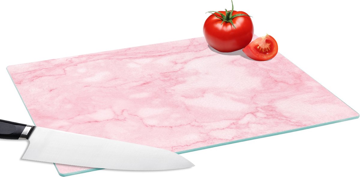 Glazen Snijplank - 39x28 - Marmer - Roze - Textuur - Chic - Snijplanken Glas