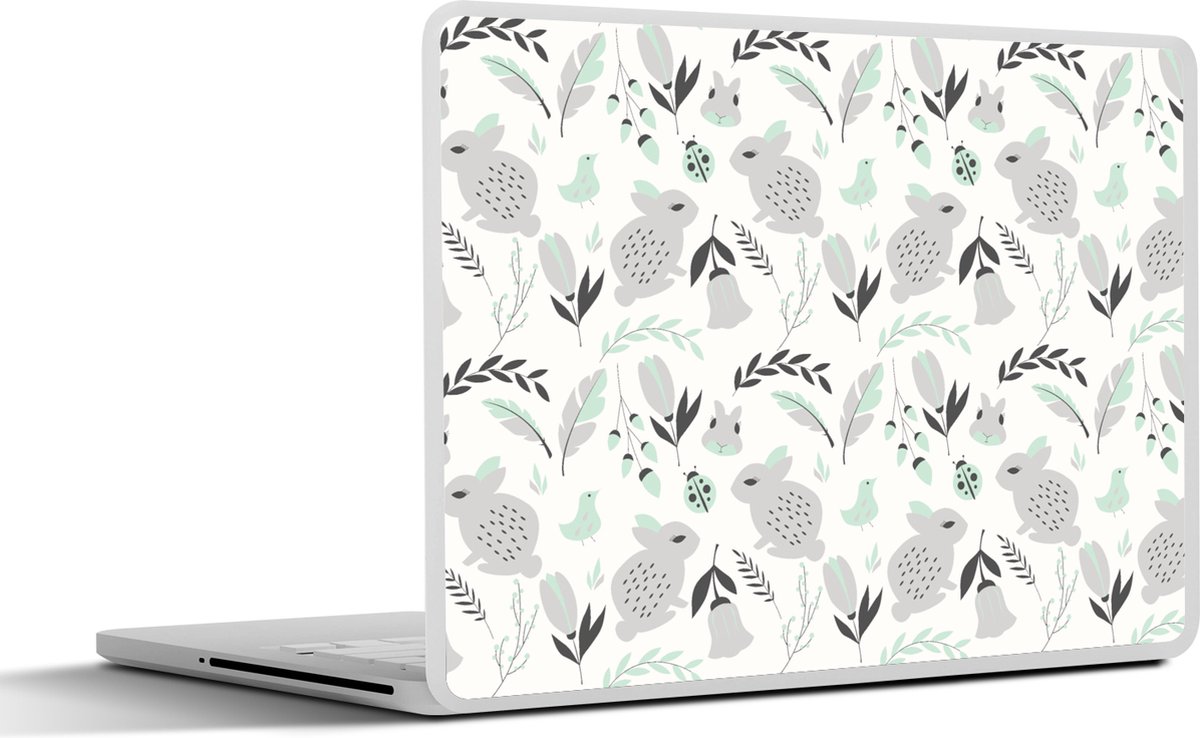 Laptop sticker - 12.3 inch - Konijnen - Patronen - Lente - 30x22cm - Laptopstickers - Laptop skin - Cover