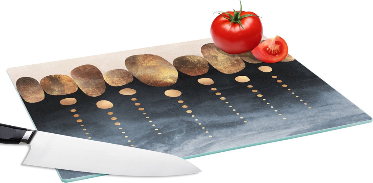 Glazen Snijplank - 39x28 - Goud - Abstract - Luxe - Snijplanken Glas