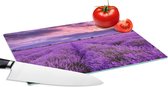 Glazen Snijplank - 28x20 - Lavendel - Paars - Bloemen - Veld - Snijplanken Glas