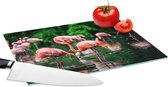 Glazen Snijplank - 28x20 - Flamingo - Tropisch - Vogel - Water - Roze - Snijplanken Glas