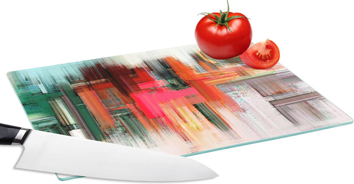 Glazen Snijplank - 28x20 - Olieverf - Schilderij - Abstract - Snijplanken Glas
