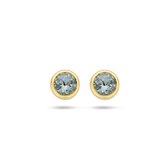 Gouden oorknoppen blauw topaas 0.58ct (2x 0.29ct)