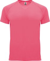 Fluorescent Roze unisex sportshirt korte mouwen Bahrain merk Roly maat L