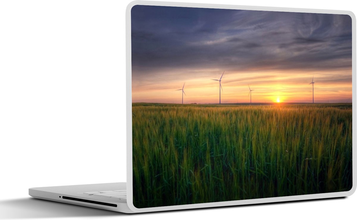 Laptop sticker - 12.3 inch - Windmolen - Zon - Gras - 30x22cm - Laptopstickers - Laptop skin - Cover