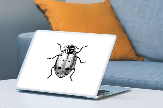 Autocollant pour ordinateur portable - 15,6 pouces - Vintage - Coccinelle - Insectes - Zwart et blanc - 36x27,5 cm - Autocollants pour ordinateur portable - Peau pour ordinateur portable - Couverture