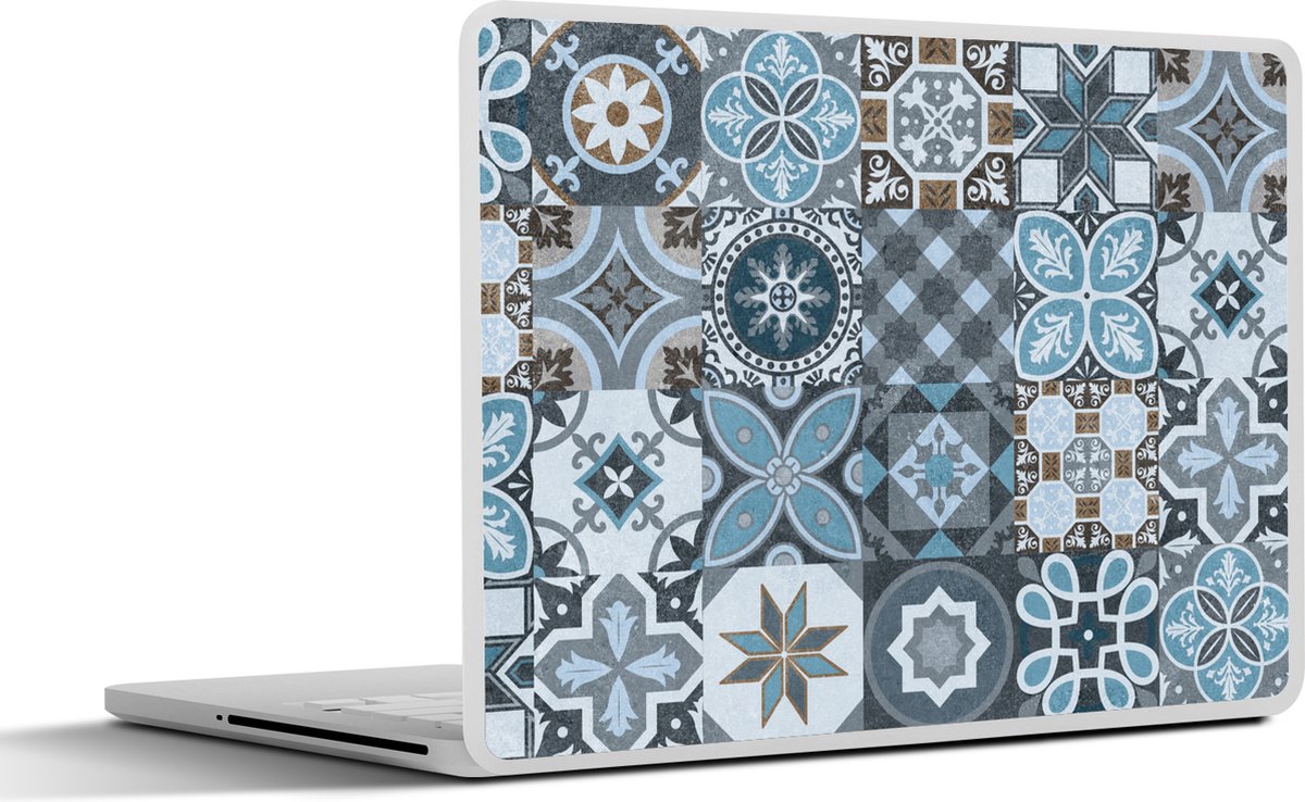 Laptop sticker - 17.3 inch - Design - Bloem - Blauw - Figuren - 40x30cm - Laptopstickers - Laptop skin - Cover