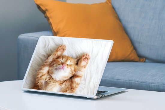 Autocollant pour ordinateur portable - 14 pouces - Chat - Rouge - Animaux domestiques - Chaton - 32x5x23x5cm - Autocollants pour ordinateur portable - Skin pour ordinateur portable - Housse