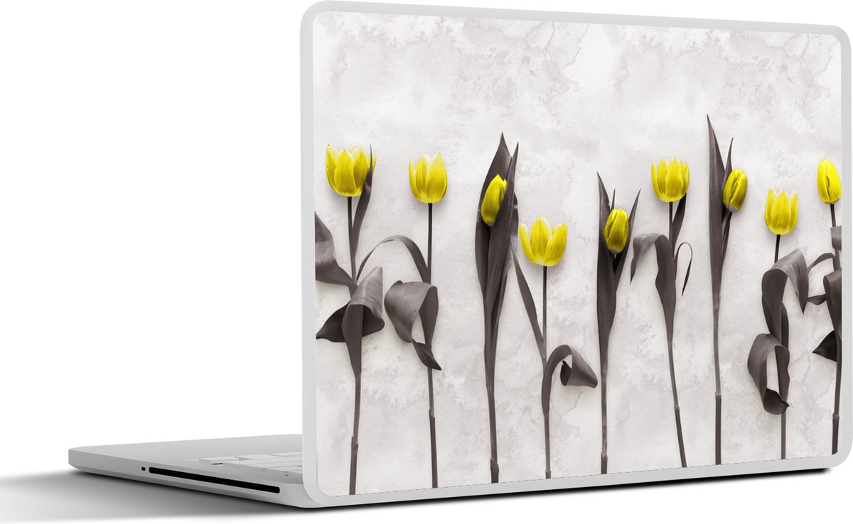 Laptop sticker - 17.3 inch - Bloemen - Tulpen - Marmer print - 40x30cm - Laptopstickers - Laptop skin - Cover