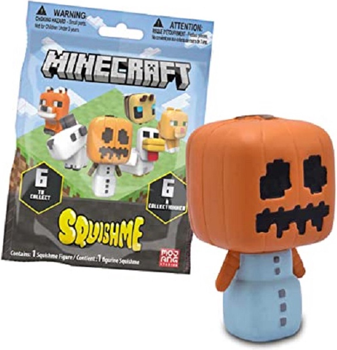 Balle anti-stress Minecraft Blind Bag - 7 cm - 1 sac - Collectionnez les 6  - Pour la