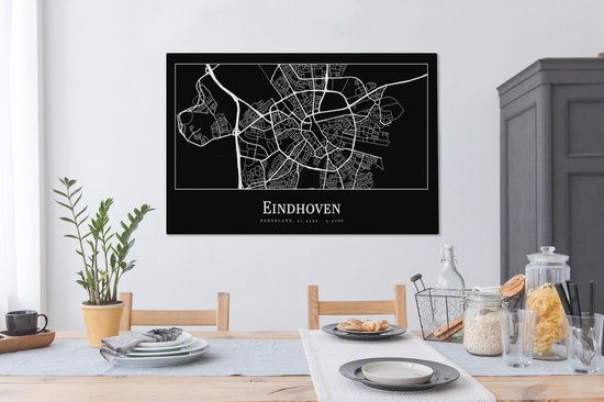 Tableau sur toile Plan d'étage - Eindhoven - Carte - Plan de la ville - 120x80 cm - Décoration murale
