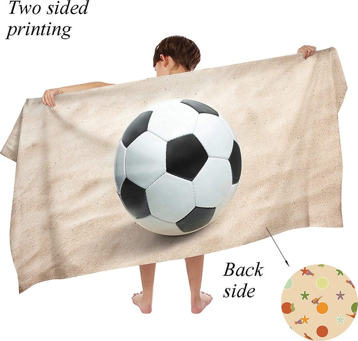 Bol.com Ulticool Microvezel Handdoek - Voetbal Strand - Badhanddoek - Strandhanddoek Zwemhanddoek Strandlaken - Sneldrogend Badl... aanbieding