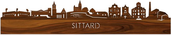 Skyline Sittard Palissander hout - 80 cm - Woondecoratie - Wanddecoratie - Meer steden beschikbaar - Woonkamer idee - City Art - Steden kunst - Cadeau voor hem - Cadeau voor haar - Jubileum - Trouwerij - WoodWideCities