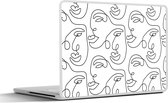 Laptop sticker - 10.1 inch - Line Art - Patronen - Zwart Wit - 25x18cm - Laptopstickers - Laptop skin - Cover