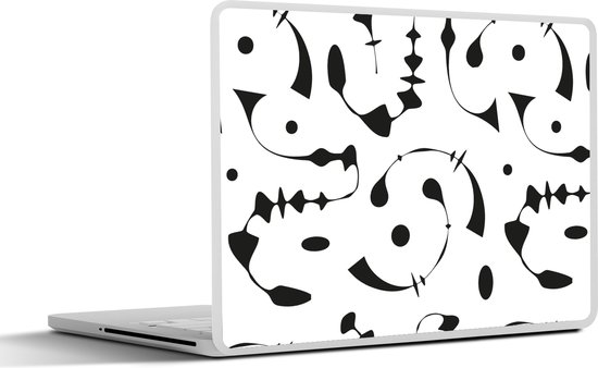 Laptop sticker - 17.3 inch - Line Art - Abstract - Zwart Wit - Patroon - 40x30cm - Laptopstickers - Laptop skin - Cover
