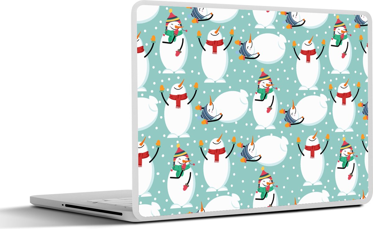 Laptop sticker - 11.6 inch - Sneeuwpop - Cartoon - Winter - Kerst - Patronen - 30x21cm - Laptopstickers - Laptop skin - Cover - Kerst - Cadeau - Kerstcadeau voor mannen en voor vrouwen