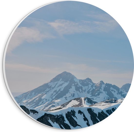 WallClassics - PVC Schuimplaat Muurcirkel - Kronkelende Sneeuwbergen - 20x20 cm Foto op Muurcirkel (met ophangsysteem)