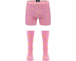 Ton Sur Ton - Grappige Sokken Heren - Grappige Boxershort Heren - Grappig Cadeau Voor Man - Geschenkset Heren - Vrolijke Sokken - Bananas - Matchende sokken en onderbroeken - M/41-46