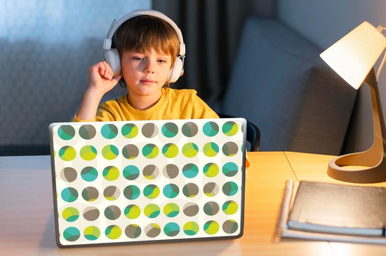 Autocollant pour ordinateur portable - 14 pouces - Cercle - Vert - Motif - 32x5x23x5cm - Autocollants pour ordinateur portable - Peau pour ordinateur portable - Couverture