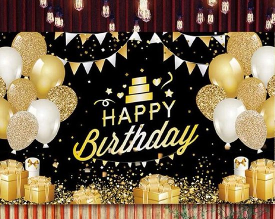 Verjaardagsbanner 180x110 Cm Bluelves Decoratie 50 Jaar Roségoud Zwart, Ballonnen, Banner Happy Birthday, Driehoek Banner, Canvas Poster Achtergrond Foto Voor Vrouwen Polyester Feestachtergrond