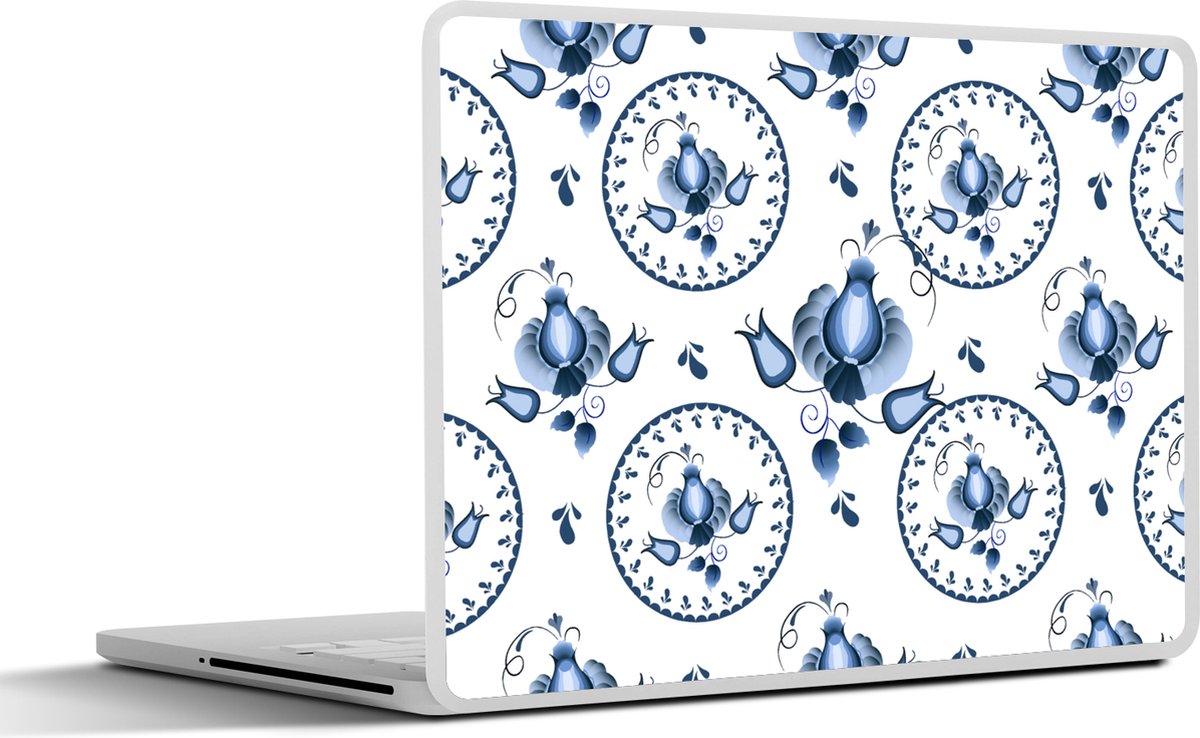 Laptop sticker - 17.3 inch - Patroon - Folklore - Tulp - 40x30cm - Laptopstickers - Laptop skin - Cover