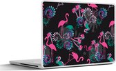 Laptop sticker - 17.3 inch - Flamingo - Patroon - Roze - Jungle - 40x30cm - Laptopstickers - Laptop skin - Cover