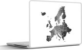 Laptop sticker - 15.6 inch - Europakaart in waterverf - zwart wit - 36x27,5cm - Laptopstickers - Laptop skin - Cover