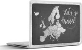 Laptop sticker - 12.3 inch - Vintage Europakaart met de tekst Let's go travel - zwart wit - 30x22cm - Laptopstickers - Laptop skin - Cover