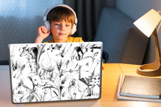 Autocollant pour ordinateur portable - 15,6 pouces - Aquarelle - Animaux - Plantes - Jungle - Garçons - Filles - Enfants - 36x27,5 cm - Autocollants pour ordinateur portable - Skin pour ordinateur portable - Couverture