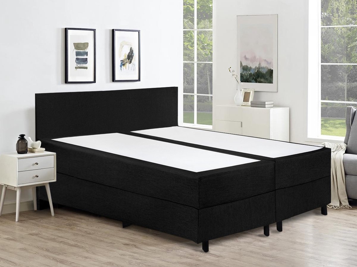 Boxspring Complete Set 160x200 met Topdekmatras - Zwart - afbeelding 2
