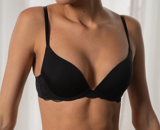 Dorina Push up / Plunge BH - Rosa - 85D - Zwart.