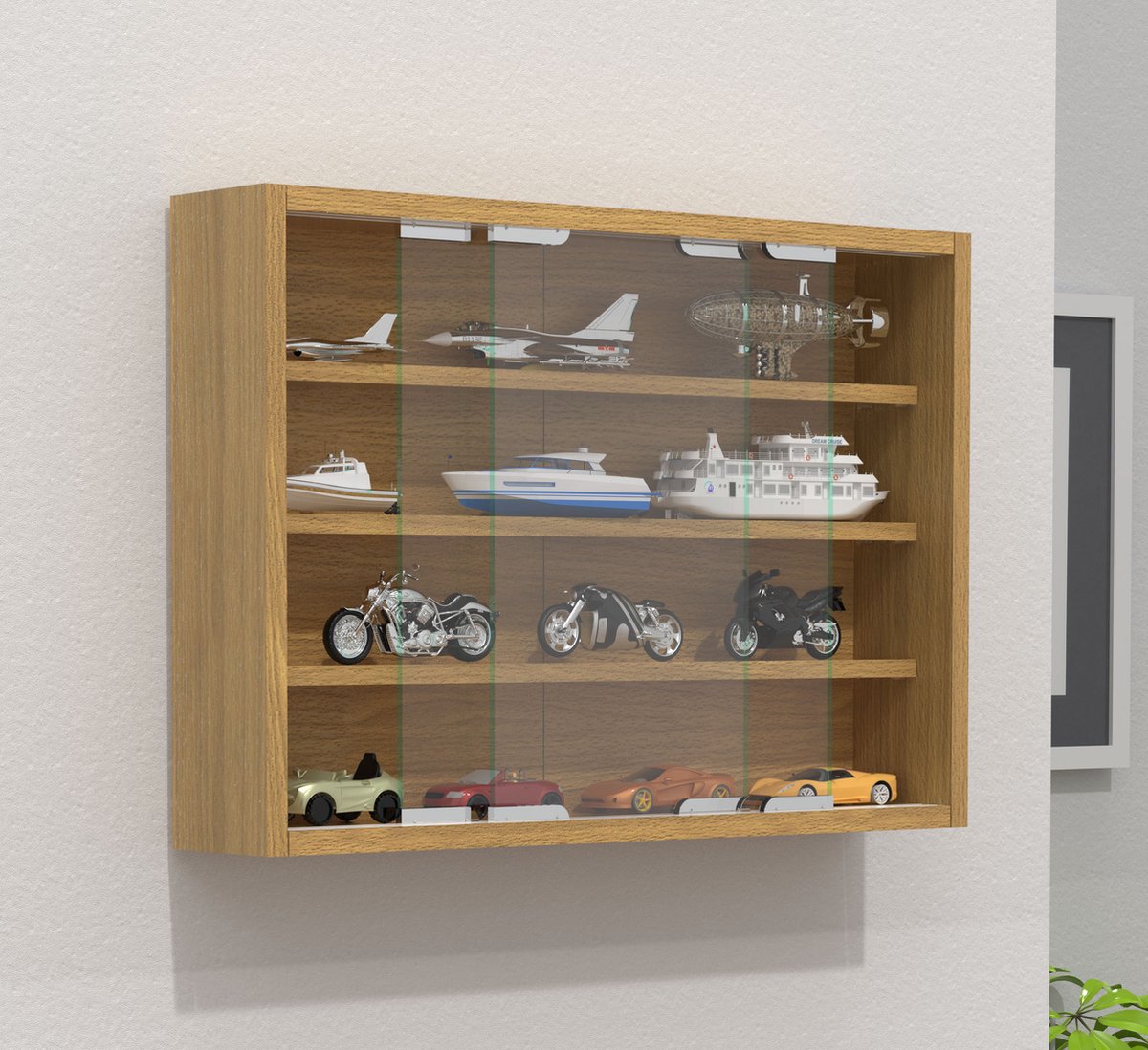 Verzamelvitrine, wandvitrine, hangvitrine, Vitrinekasten, code VMBR3HT-TR Dimension cm. 41x60x12 (White oak wood