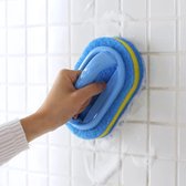 Brosse de nettoyage éponge avec poignée pour - Cuisine Salle de bain - Brosse à récurer portable - Brosse éponge multifonctionnelle