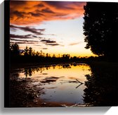 WallClassics - Toile - Crépuscule sur les eaux - 40x40 cm Tableau sur toile (Décoration murale sur toile)