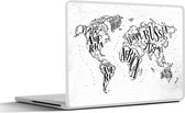 Laptop sticker - 12.3 inch - Wereldkaart - Wit - Zwart - 30x22cm - Laptopstickers - Laptop skin - Cover