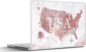 Laptop sticker - 15.6 inch - Kaart - Amerika - Waterverf - 36x27,5cm - Laptopstickers - Laptop skin - Cover