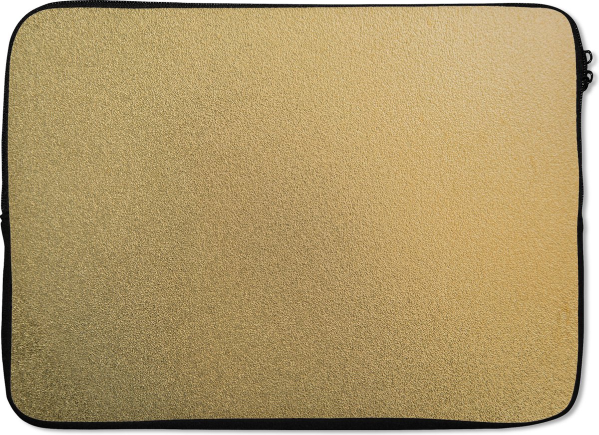Laptophoes 14 inch - Metaal - Goud - Design - Structuur - Chic - Laptop sleeve - Binnenmaat 33x23 cm - Zwarte achterkant