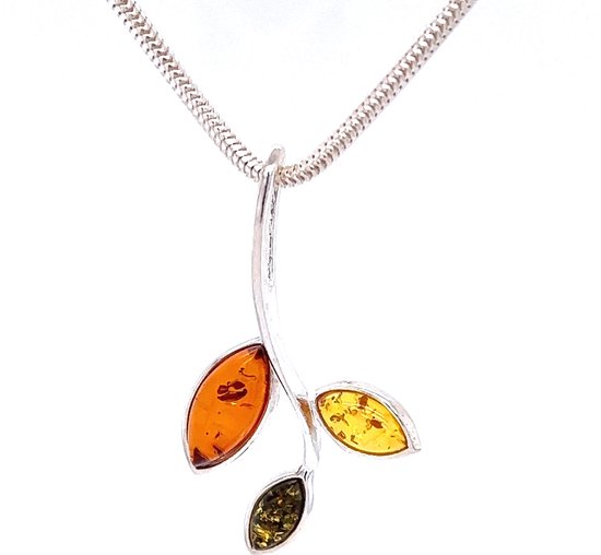 SilverGems Zilveren hanger met cabouchon geslepen Barnsteen edelstenen