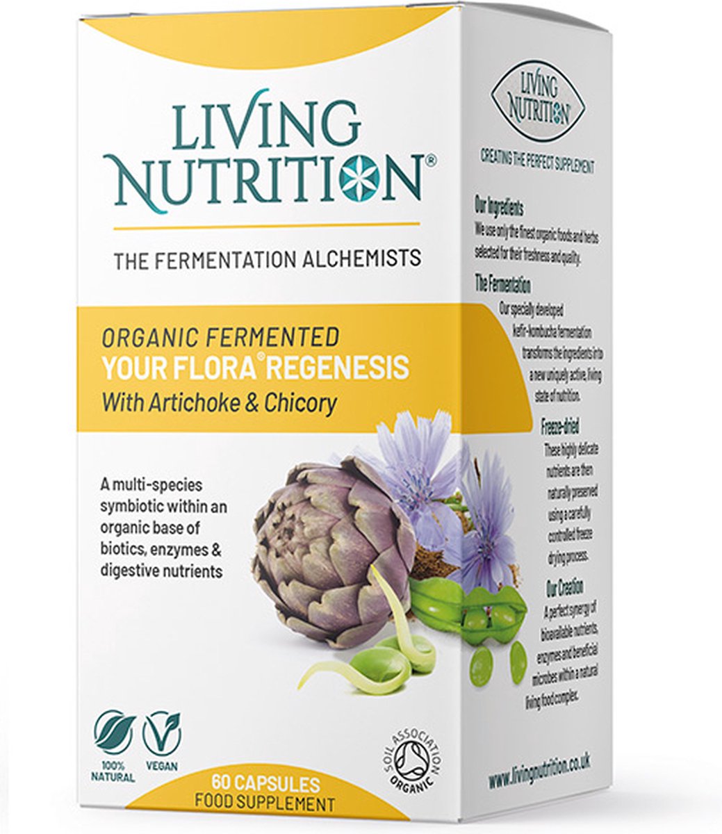 Goedkoopste Living Nutrition Regenesis Gefermenteerde Artisjok Cichorei Bio Your Flora 60 Capsules