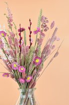 Droogbloemen MET VAAS - boeket 50 cm - Roze Mix - Natuurlijk Bloemen