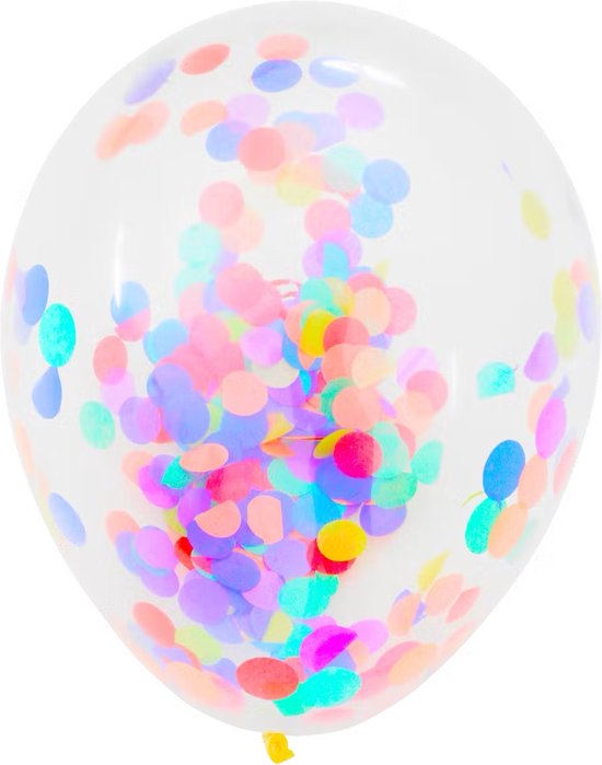 12x Transparante ballonnen gekleurde confetti 30 cm - verjaardag ballonnen versieringen