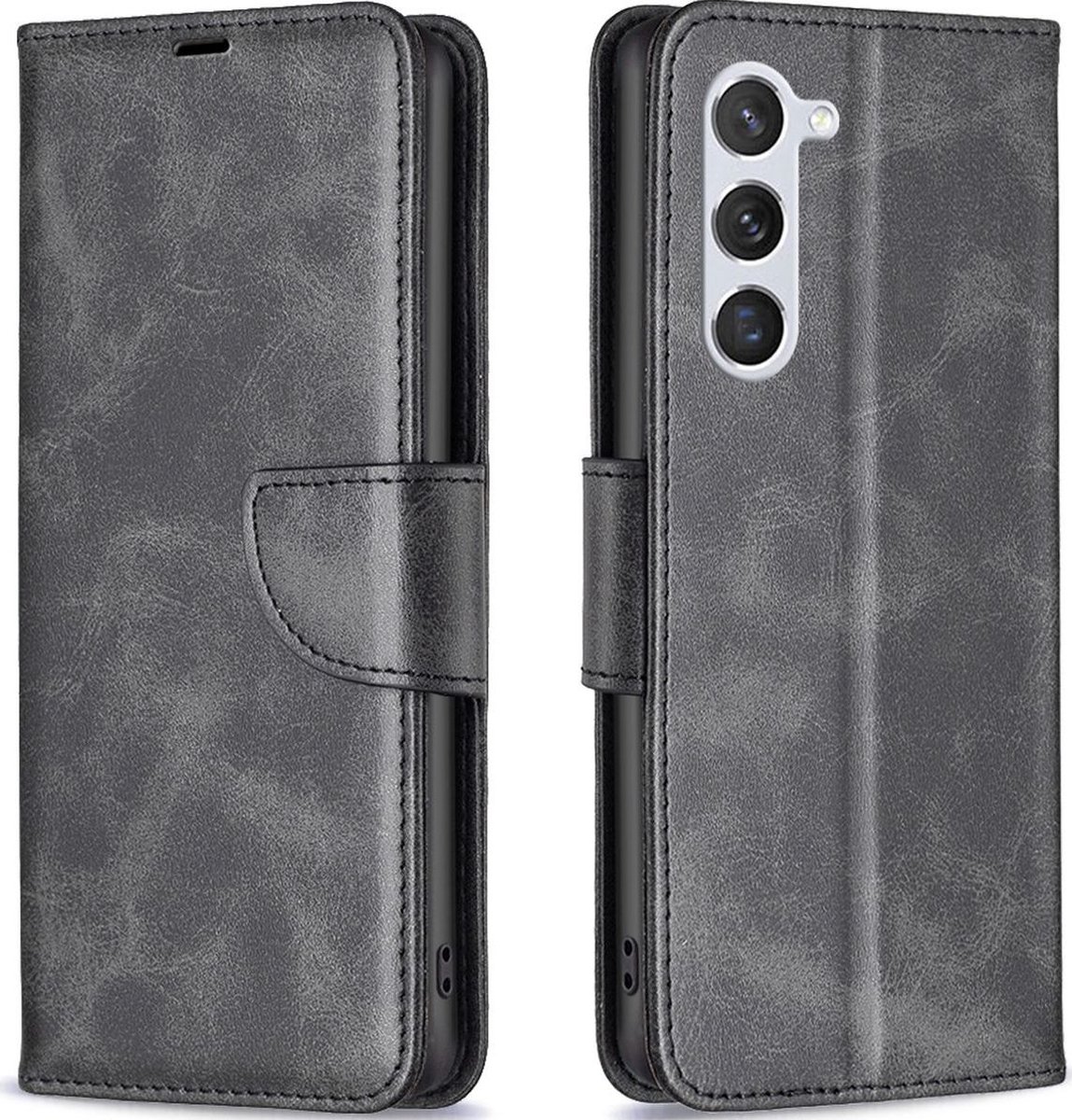 Mobigear Telefoonhoesje geschikt voor Samsung Galaxy S23 Hoesje | Mobigear Excellent Bookcase Portemonnee | Pasjeshouder voor 3 Pasjes | Telefoonhoesje voor Pinpas / OV Kaart / Rijbewijs - Zwart