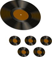 Sous-verres - Lp - Records - Vinyl - Retro - Marron - Ronds - Sous-verres pour verres - 10x10 cm - 6 pièces