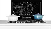 Spatscherm keuken 60x40 cm - Kookplaat achterwand Kaart - Stadskaart - Plattegrond - Amsterdam - Muurbeschermer - Spatwand fornuis - Hoogwaardig aluminium