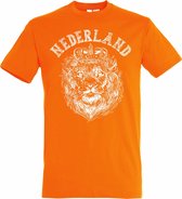 T-shirt Nederland Leeuw Print | Oranje Shirt | Koningsdag Kleding | Oranje | maat M