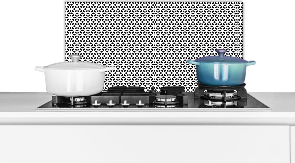 KitchenYeah - Spatwand - Spatscherm - Abstract - Patronen - Design - Spatscherm - Zwart - Wit - 70x30 cm