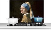 KitchenYeah - Spatwand - Schilderij - Meisje met de parel - Vermeer - Oude meesters - Spatscherm - Keuken - Muurbeschermer - 80x55 cm - Wanddecoratie
